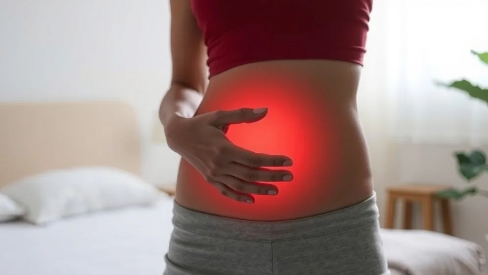 Ont i nedre delen av magen hos kvinnor